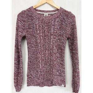 Roxy Cable Knit 100% Cotton Sweater Women Small Burgundy | Boho Indie